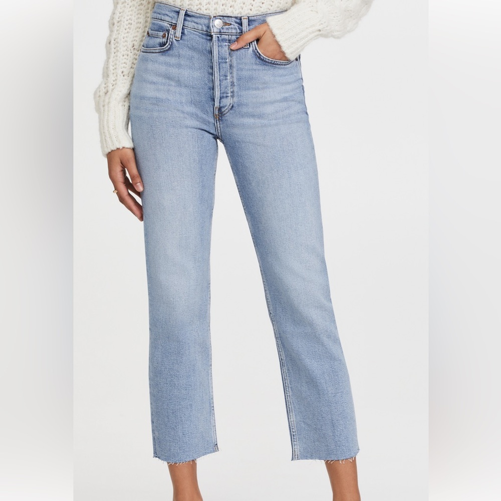 Re/Done 70s Stove Pipe - Light Blue Straight Leg Jeans